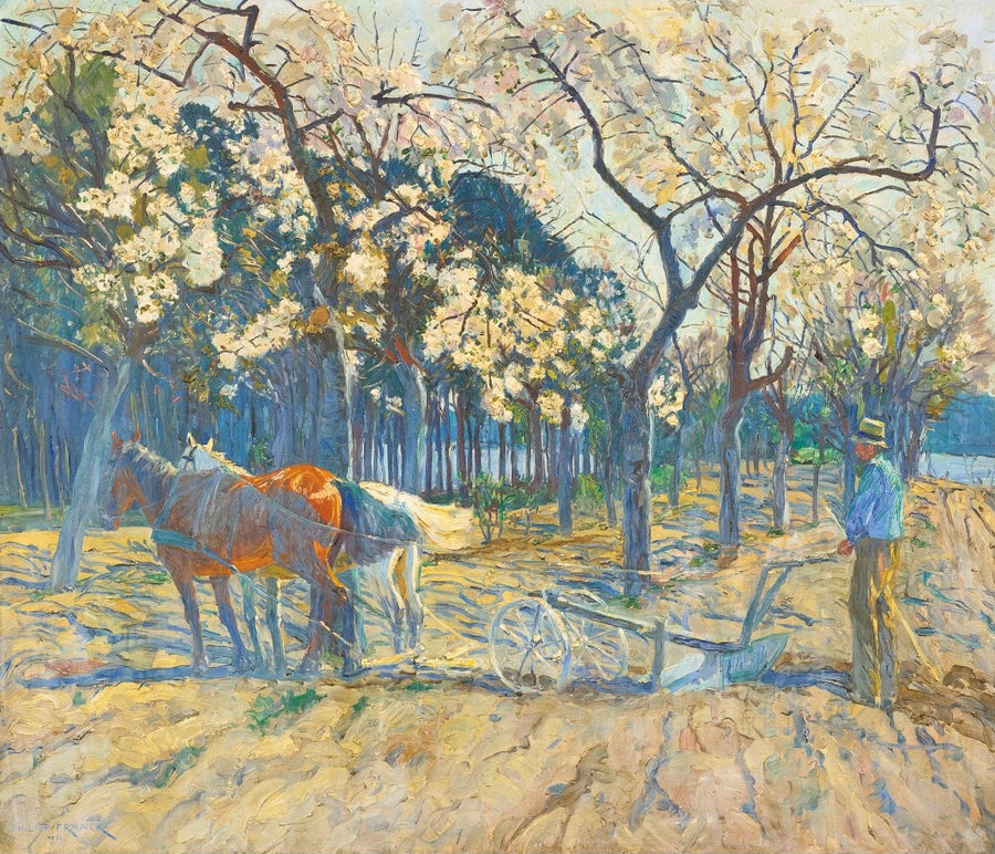 Fleurs d’avril : laboureur parmi les pommiers – Philipp Franck