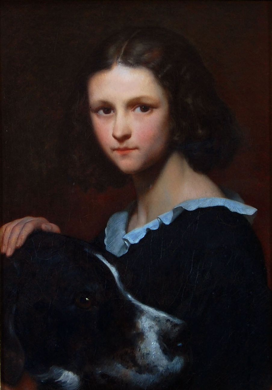 Portrait de Scheffers dochter Cornelia, plus tard mw. Marjolin a 10 ans avec mon chien Turc - Ary Scheffer