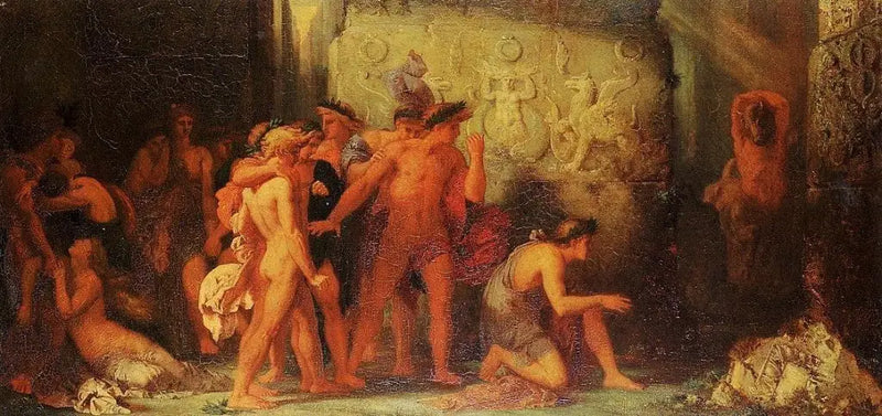Atinalılar, Girit'teki Labirentte Minotaur'a teslim olmuş - Gustave Moreau