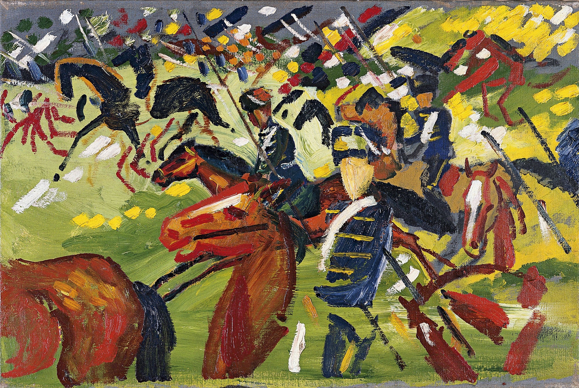 Reproduction du tableau « Hussards en sortie - August Macke » par Alpha Reproduction en peinture à l’huile
