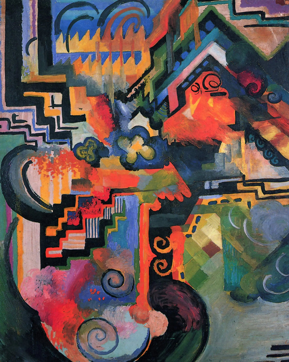 Reproduction du tableau « Composition colorée (Hommage à Jean-Sébastien Bach) - August Macke » par Alpha Reproduction en peinture à l’huile