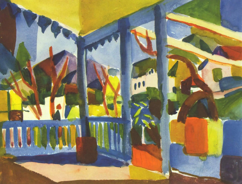 Saint-Germain'deki kırsal evin terası - August Macke