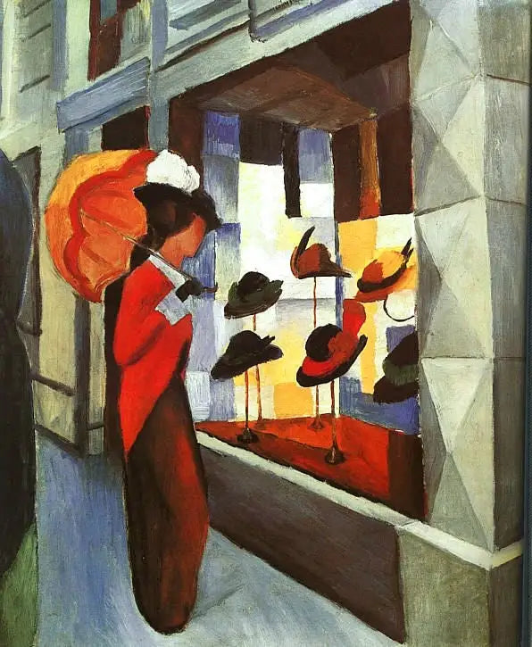 Moda: Şemsiye ile Modacı Dükkanının Önünde Kadın - August Macke