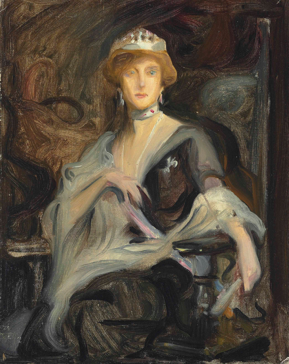 Auguste Victoria, reine du Portugal, en exil, étudie - Philip de László