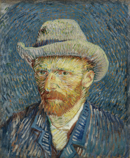 🎩 Gri keçe şapkalı otoportre – Vincent van Gogh (1887–1888)