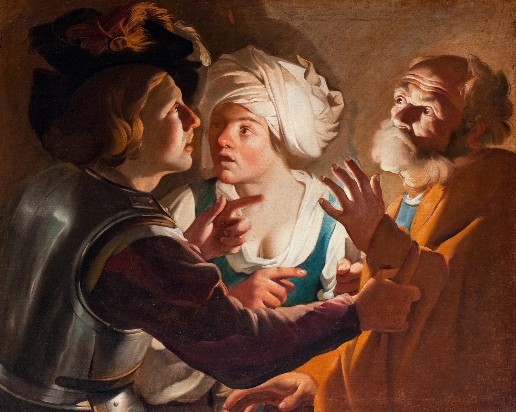 Le reniement de saint Pierre - Dirck van Baburen image 1 copie peinte à la main à l’huile