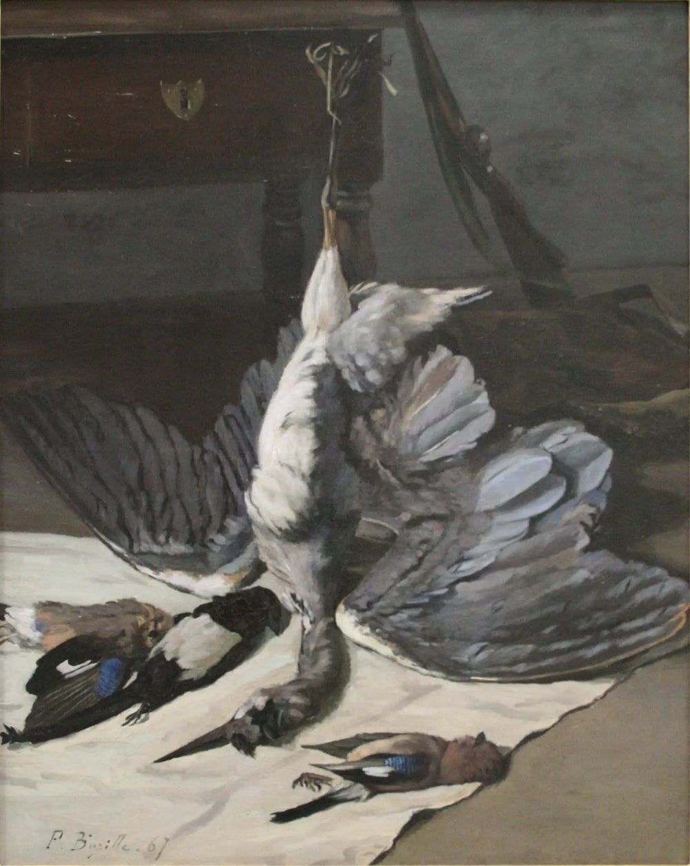 Reproduction du tableau « Nature morte au héron - Frédéric Bazille » par Alpha Reproduction en peinture à l’huile