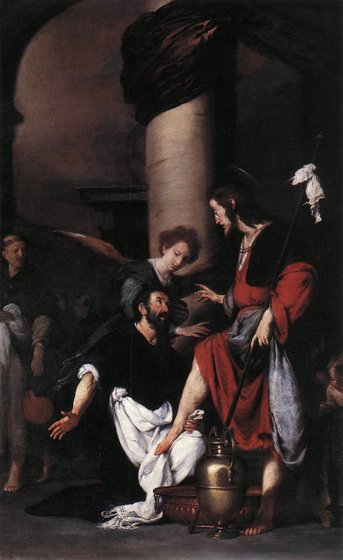 Saint Augustin lavant les pieds du Christ - Bernardo Strozzi