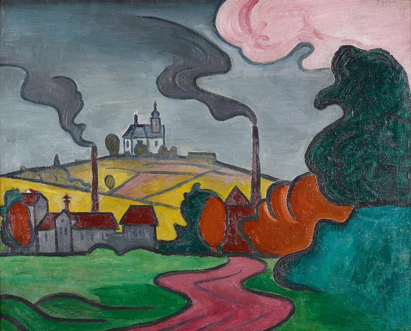 Paysage à la petite église, Bohumil Kubišta, 1910