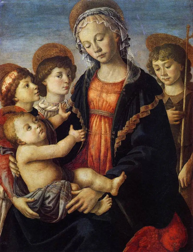La Vierge à l’Enfant le Jeune Saint Jean-Baptiste et Deux anges - Sandro Botticelli - Alpha Reproduction