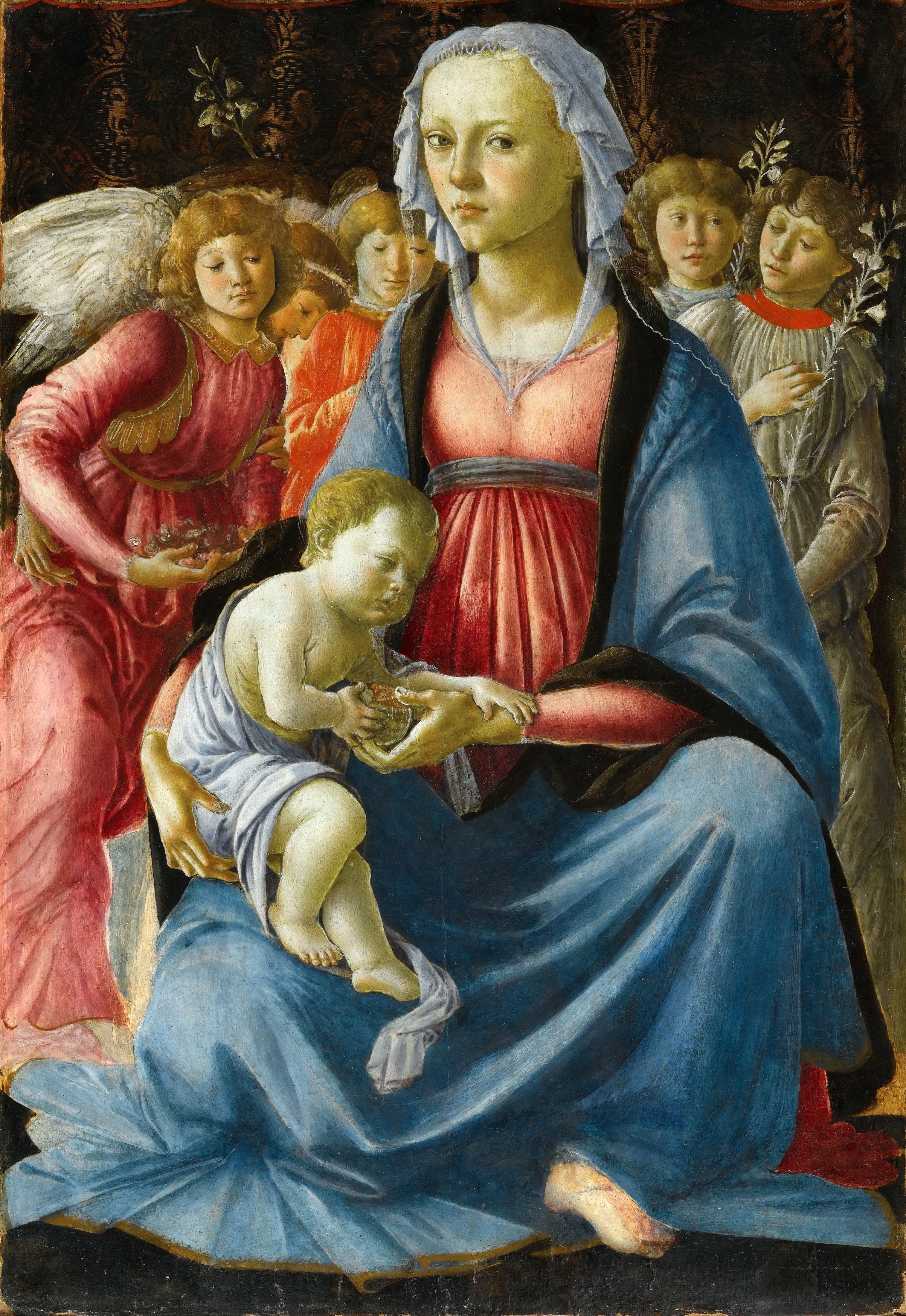 Meryem ve Çocuk beş melekle çevrili - Sandro Botticelli