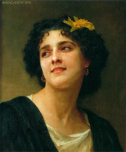 Koyu saçlı bir kadının portresi. - Bouguereau