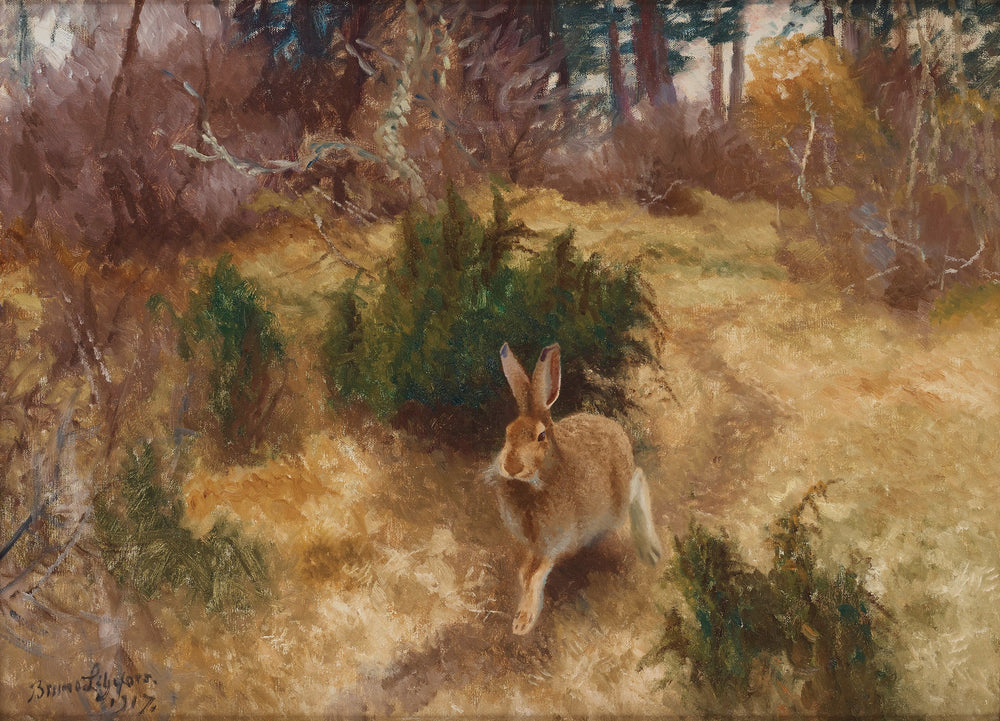 Lièvre dans un paysage d'automne - Bruno Liljefors