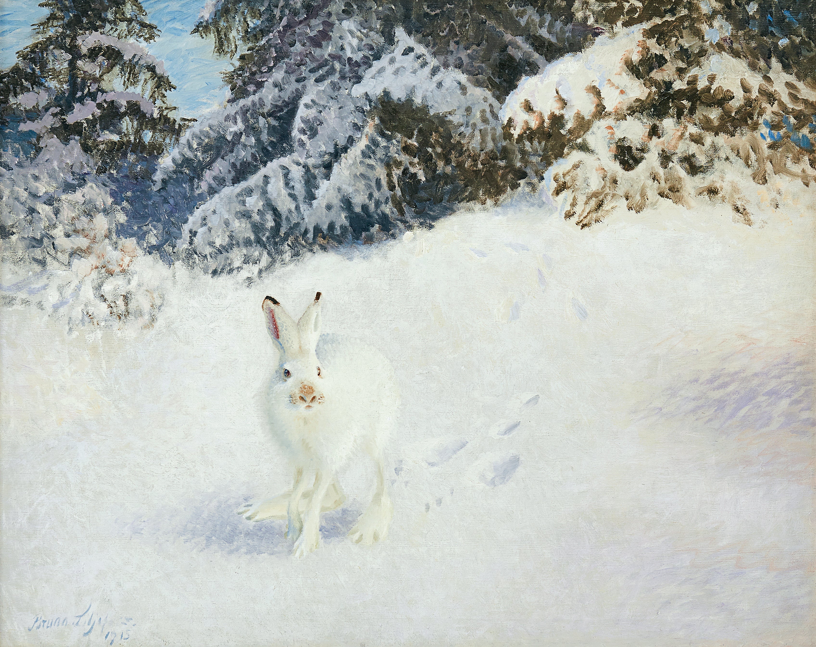 Lièvre dans un paysage hivernal - Bruno Liljefors