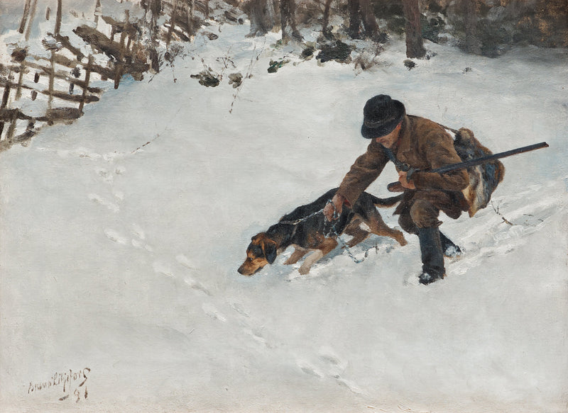 Chasseur avec chien - Bruno Liljefors
