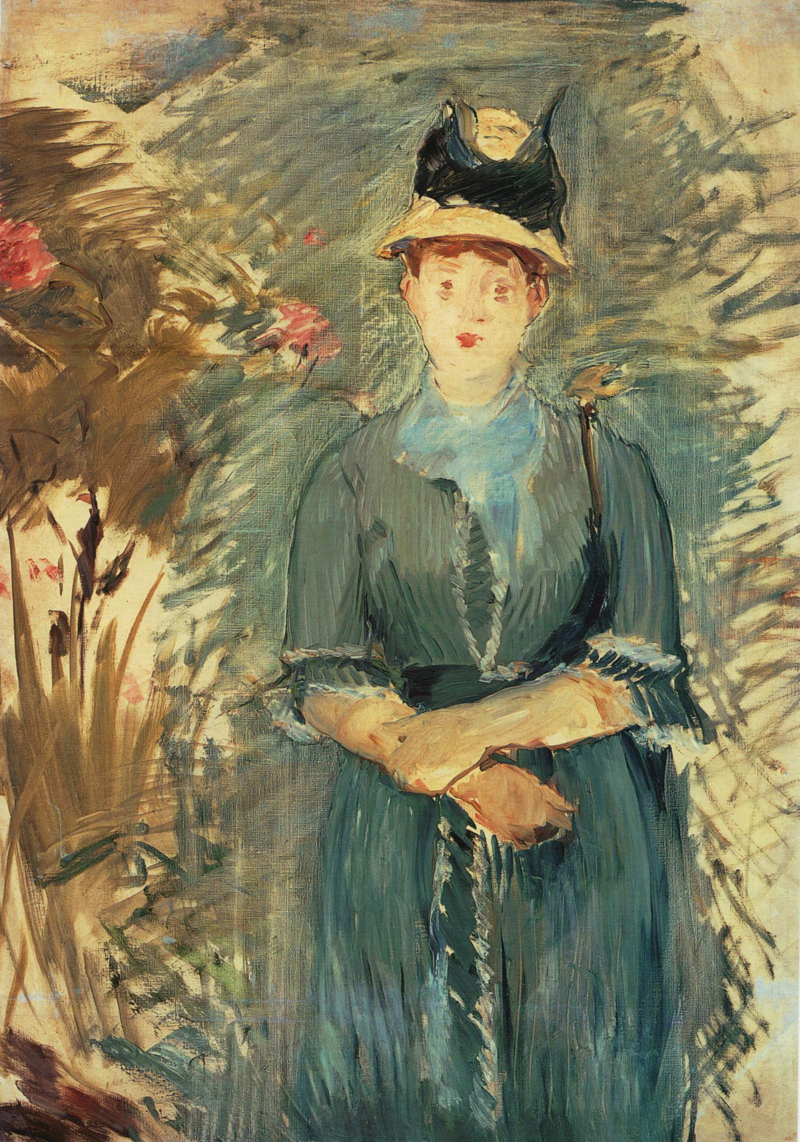 Reproduction du tableau « Jeune fille dans les fleurs - Édouard Manet » par Alpha Reproduction en peinture à l’huile