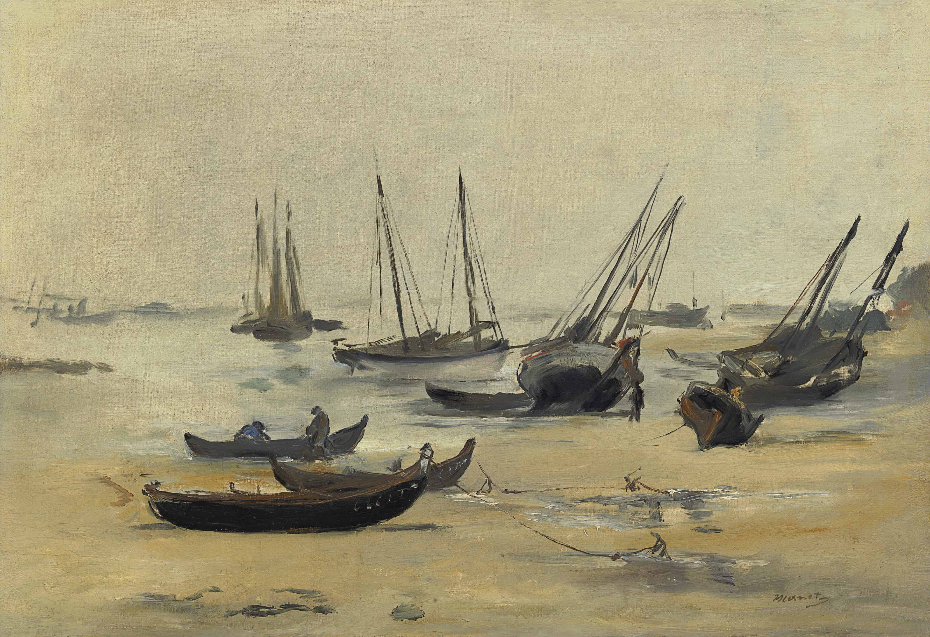 Reproduction du tableau « La Plage à marée basse - Édouard Manet » par Alpha Reproduction en peinture à l’huile