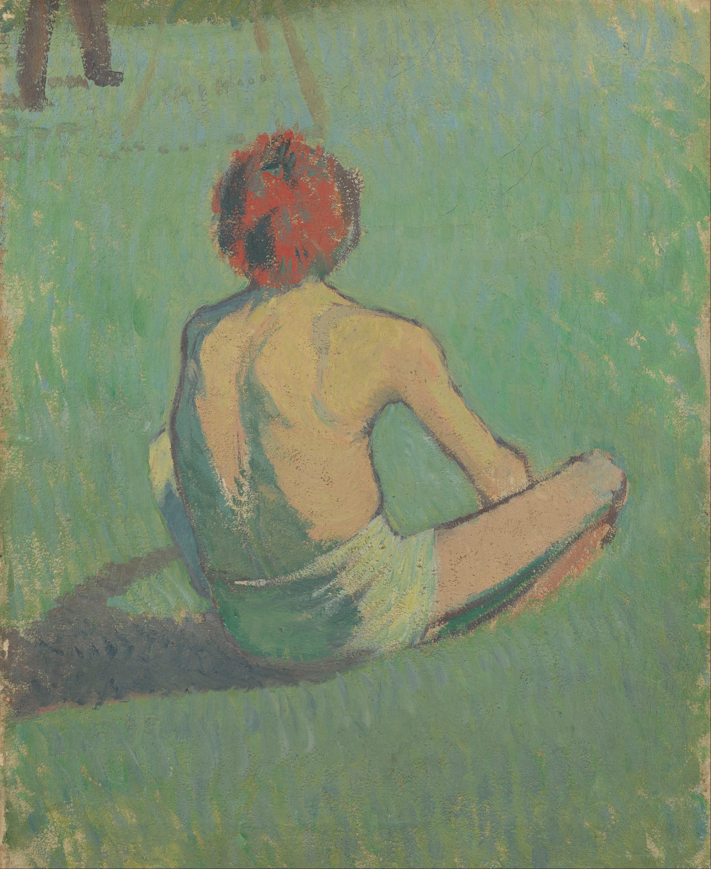 Garçon assis dans l'herbe - Émile Bernard