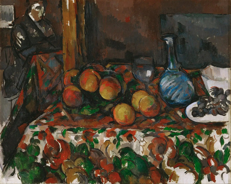 Şeftali, sürahi ve figür - Paul Cézanne