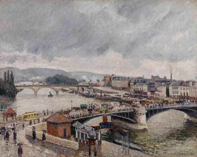 Rouen. Boieldieu ve Corneille köprüleri, yağmur etkisi - Camille Pissarro