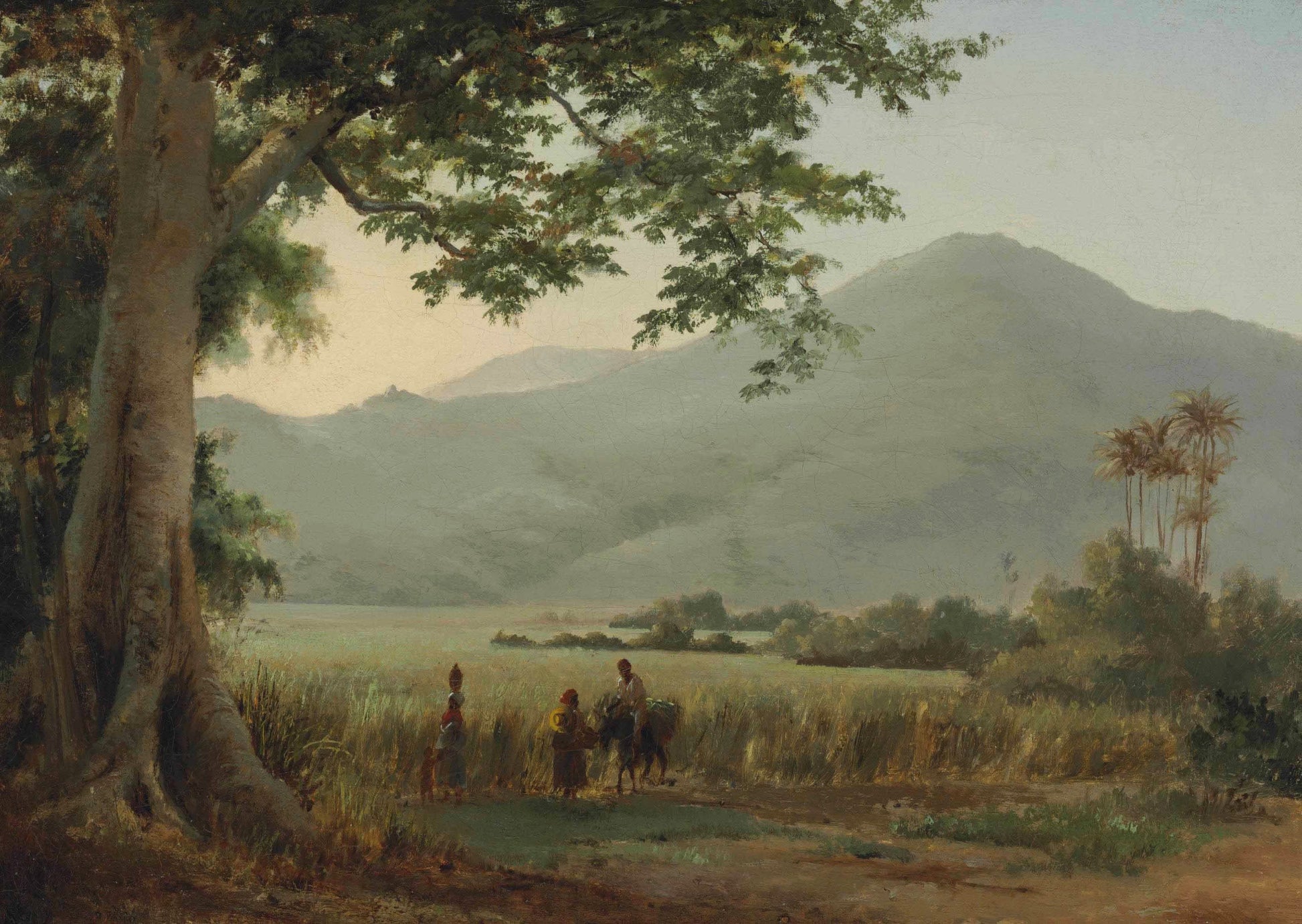 Reproduction du tableau « Personnages discutant au bord d'un chemin - Camille Pissarro » par Alpha Reproduction en peinture à l’huile