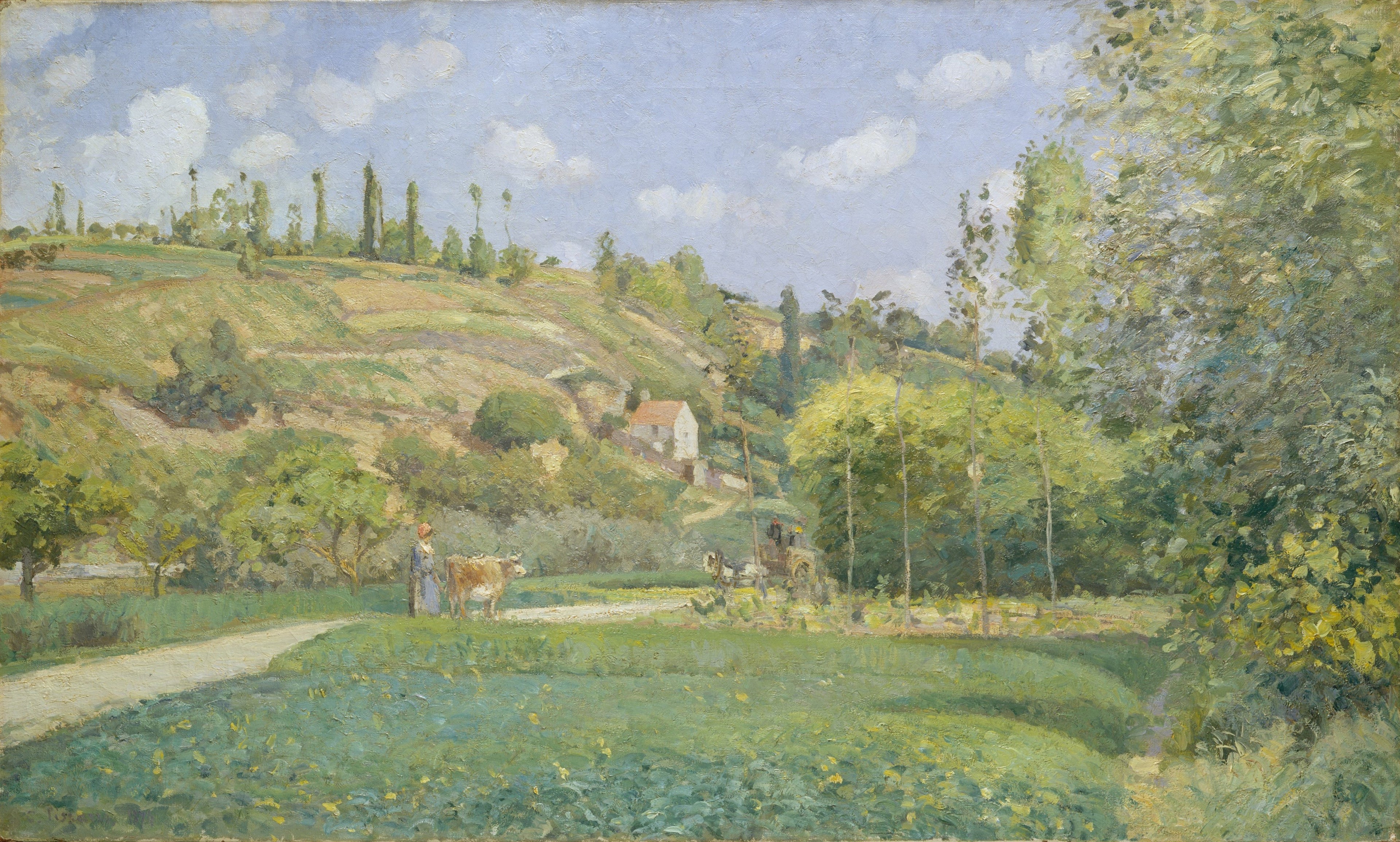 Reproduction du tableau « Un bouvier à Valhermeil, Auvers-sur-Oise - Camille Pissarro » par Alpha Reproduction en peinture à l’huile