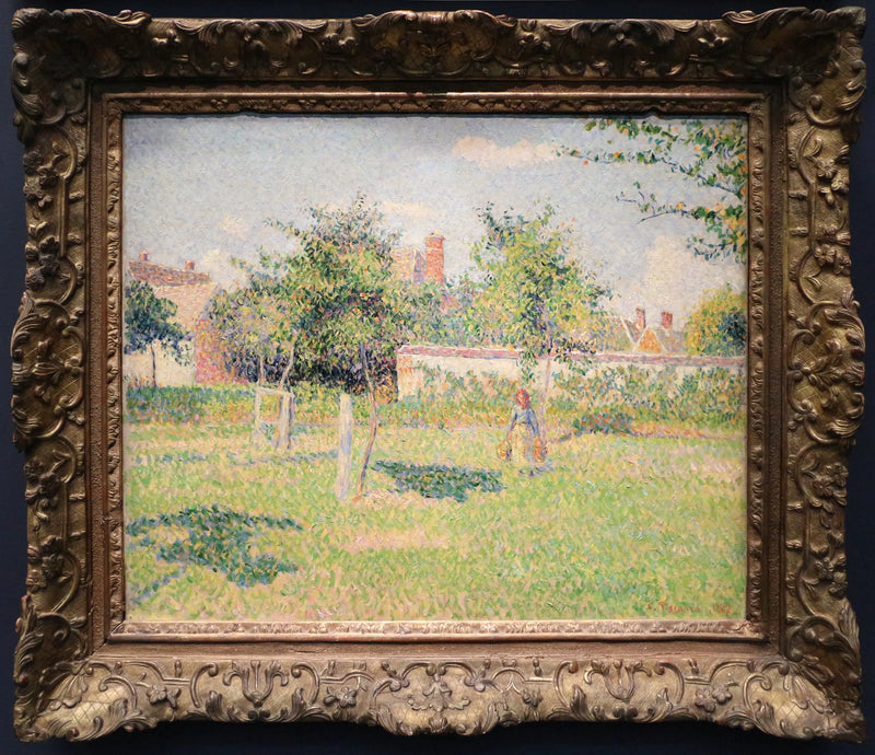 Bir bahçede kadın, Éragny'de bahar güneşi altında çayır - Camille Pissarro