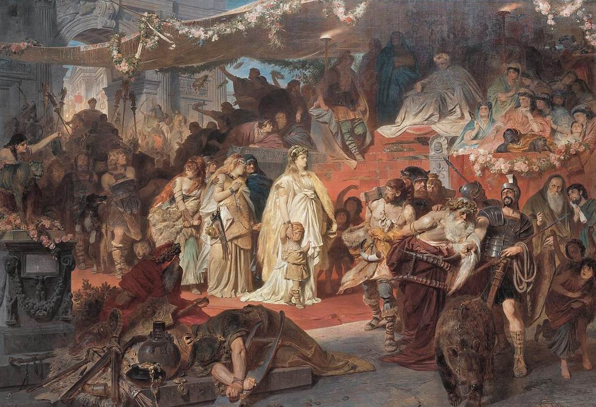 Ainsinelda dans le triomphe de Germanicus - Karl von Piloty