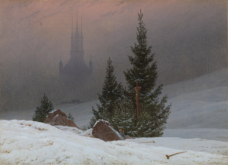 Kış Manzarası ve Kilise - Caspar David Friedrich