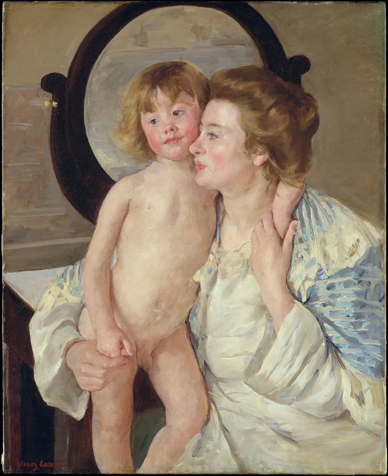 Anne ve Çocuk (Oval Ayna) - Mary Cassatt