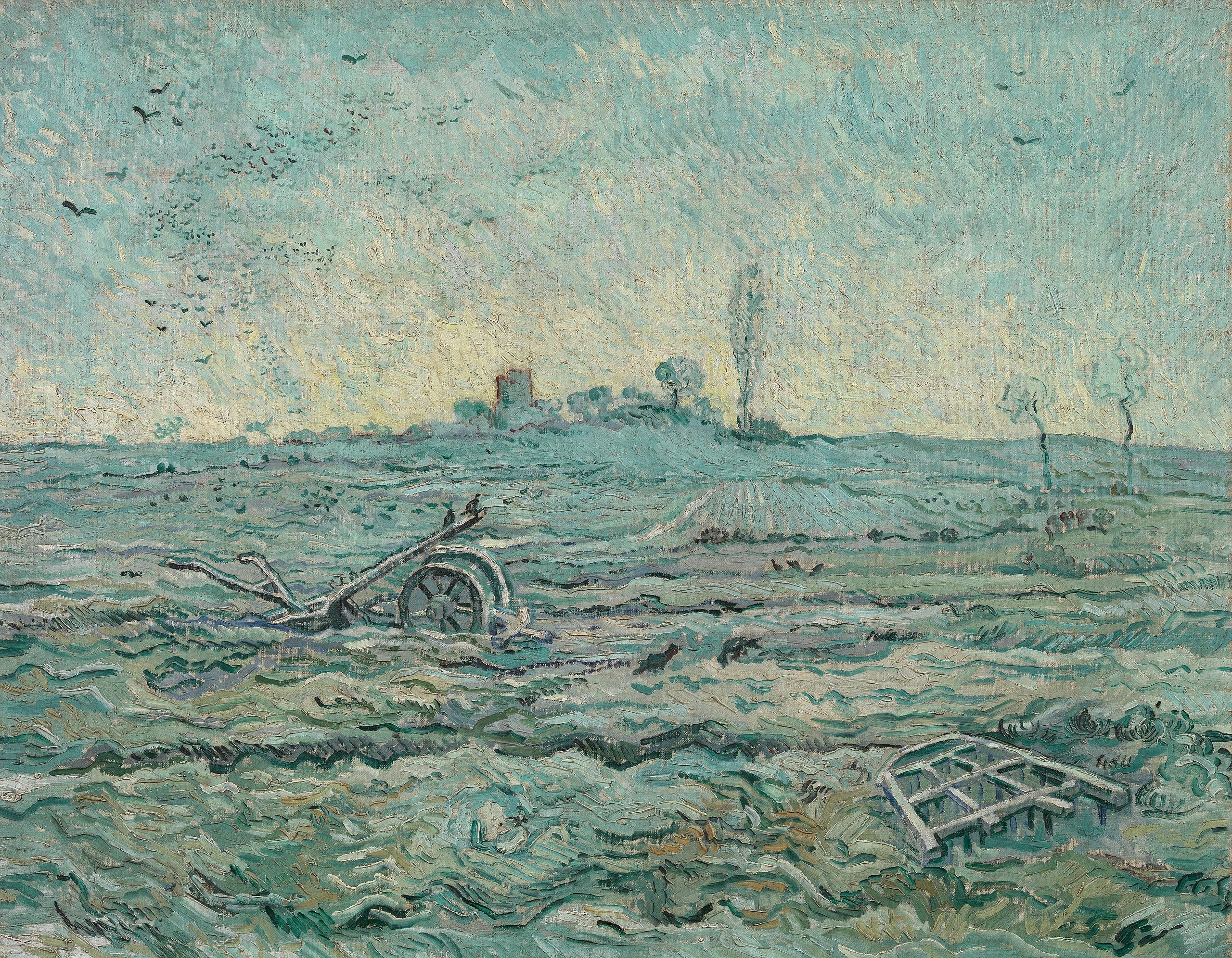 Karla kaplı tarlada tırmık - Vincent van Gogh