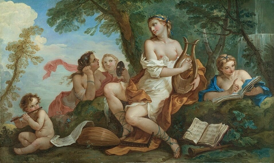 Érato jouant la sérénade pour Thalia, Euterpe et Melpomène - Charles-Joseph Natoire