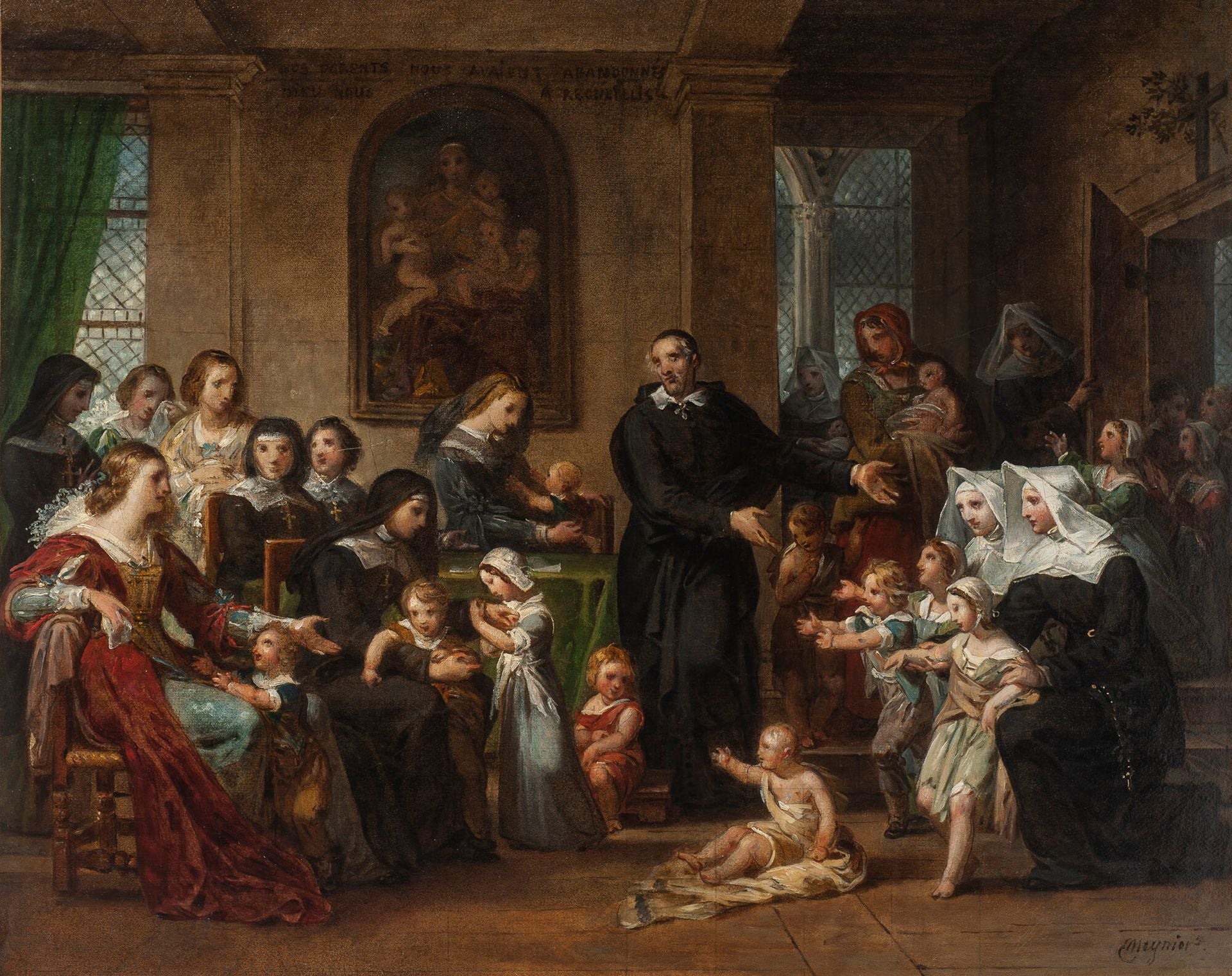 Saint Vincent de Paul prêchant la charité aux femmes de la cour de Louis XIII - Charles Meynier