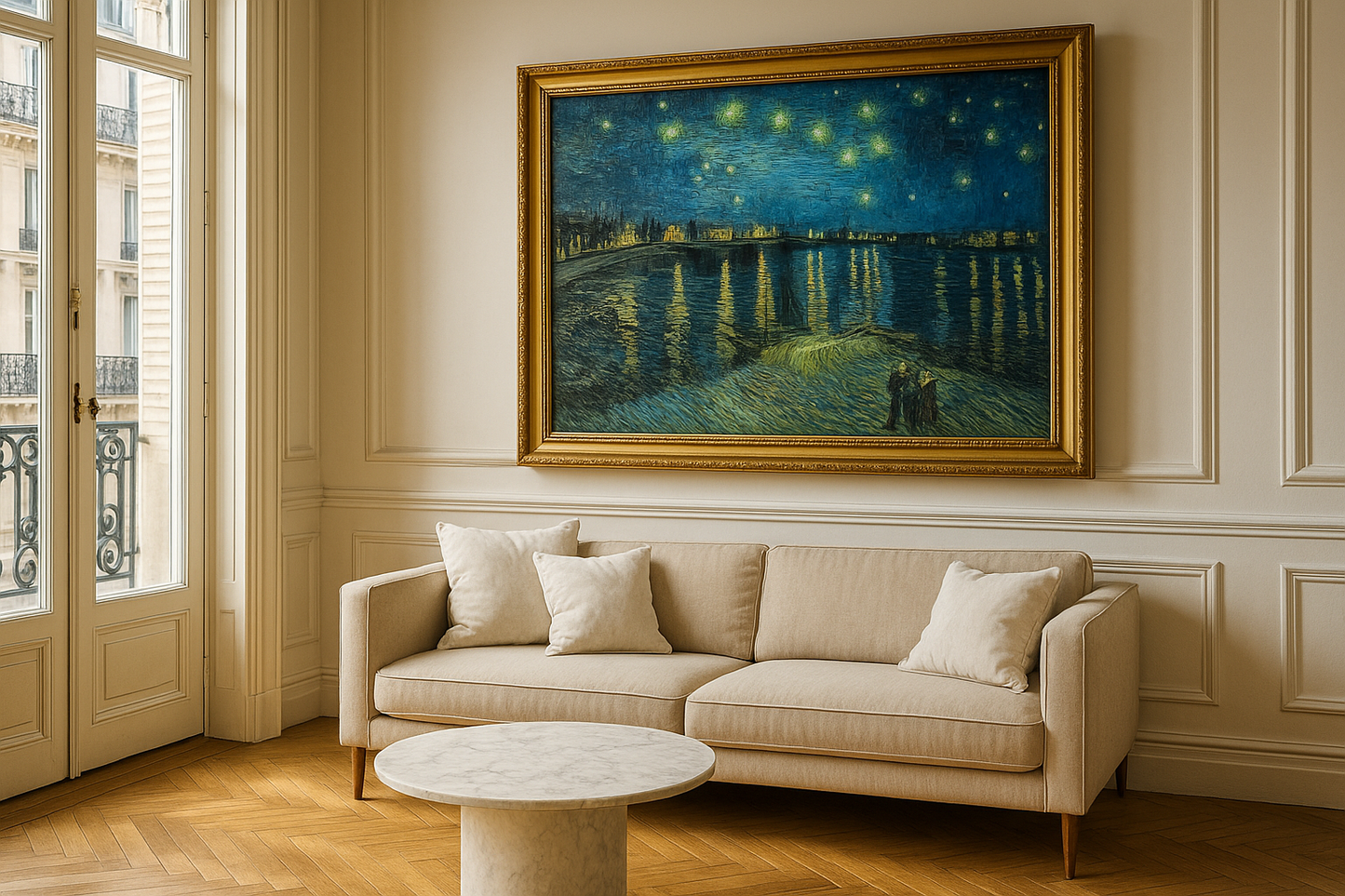 🖼️ Rhône Nehri Üzerindeki Yıldızlı Gece – Vincent van Gogh (1888)