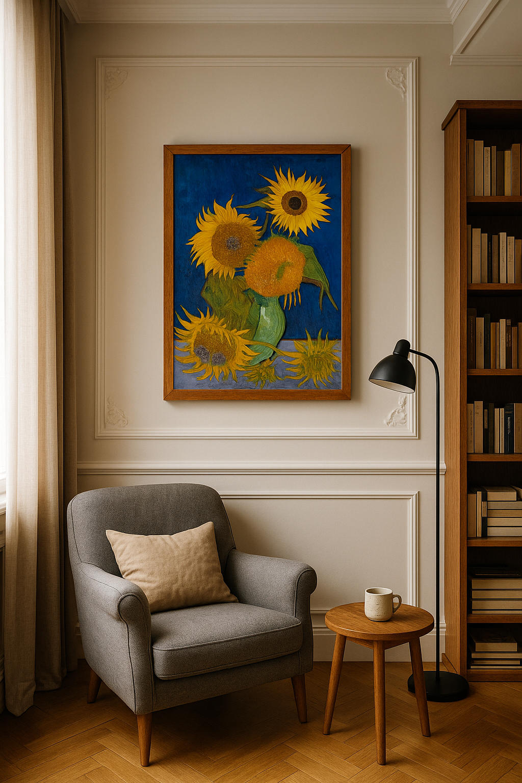 🌻 Ayçiçekleri (kral mavisi arka plan) – Vincent van Gogh (1888)