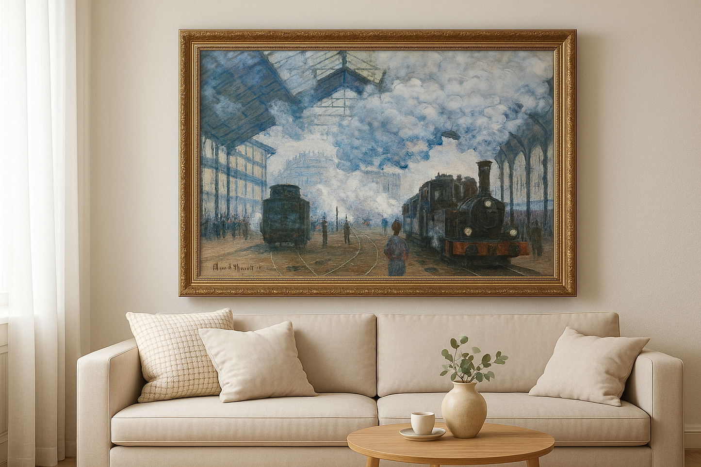 La Gare Saint-Lazare, bir trenin varışı – Claude Monet, 1877