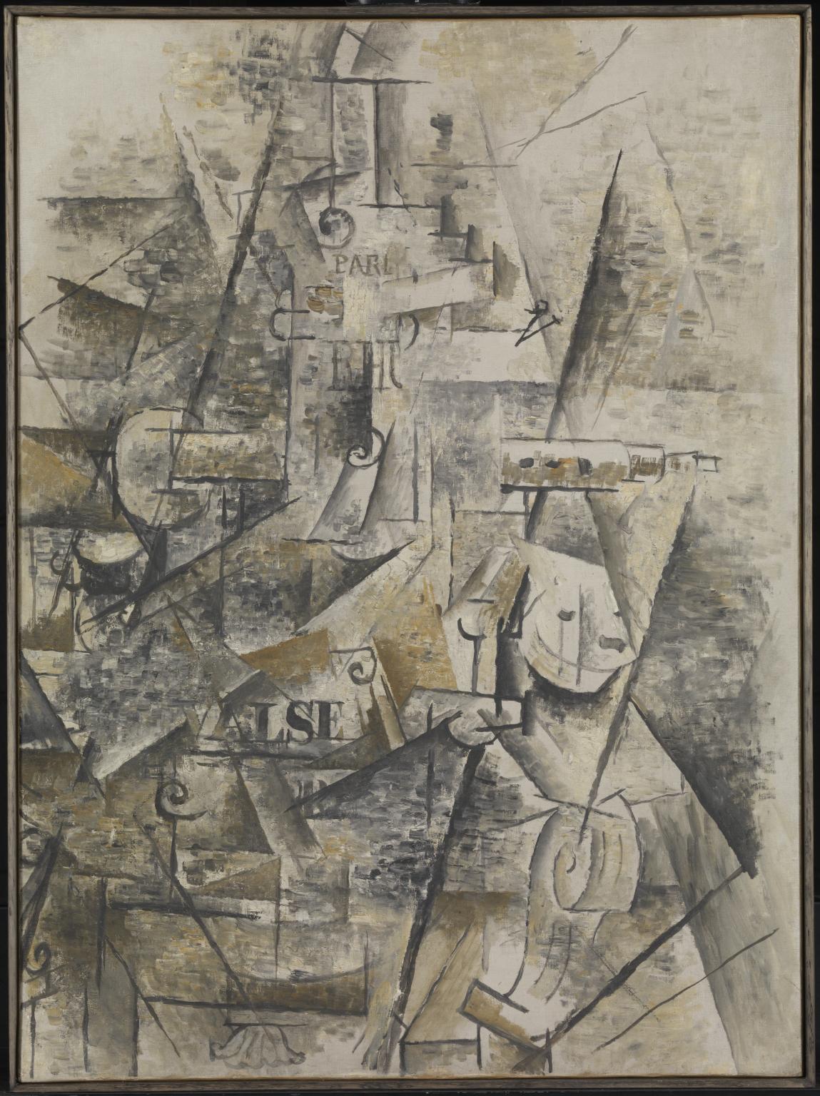 Şöminenin üzerinde klarnet ve rom şişesi – Juan Gris (1911–1912)
