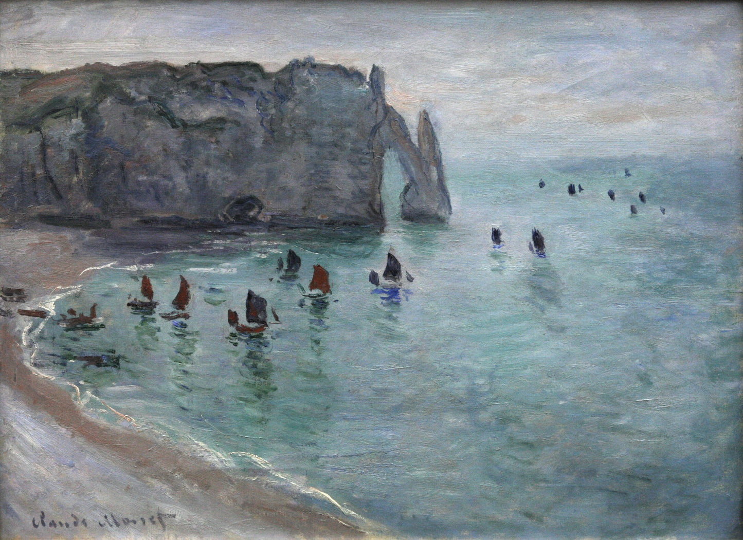 🖼️ Étretat, la Porte d’Aval – Limandan ayrılan balıkçı tekneleri – Claude Monet (yaklaşık 1885)