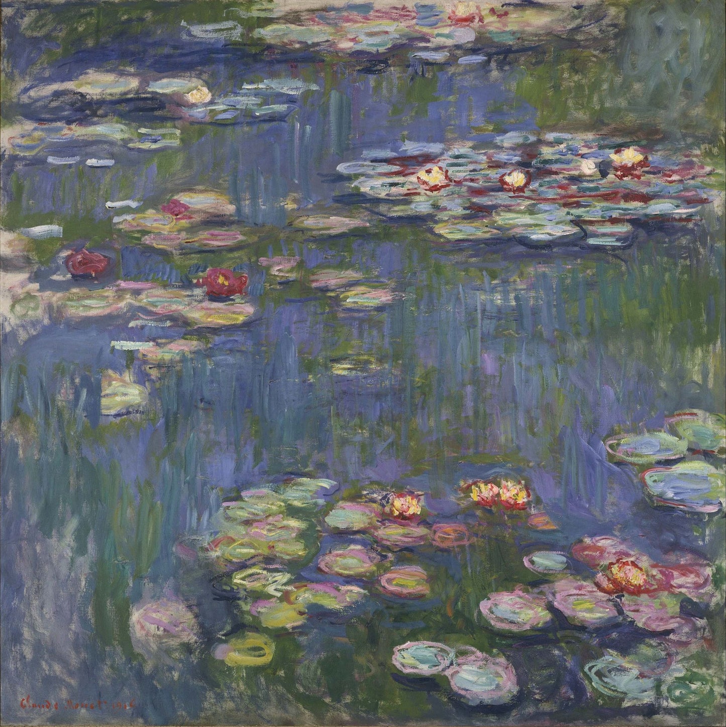 🌸 Alevli tonlarda Nilüferler – Claude Monet