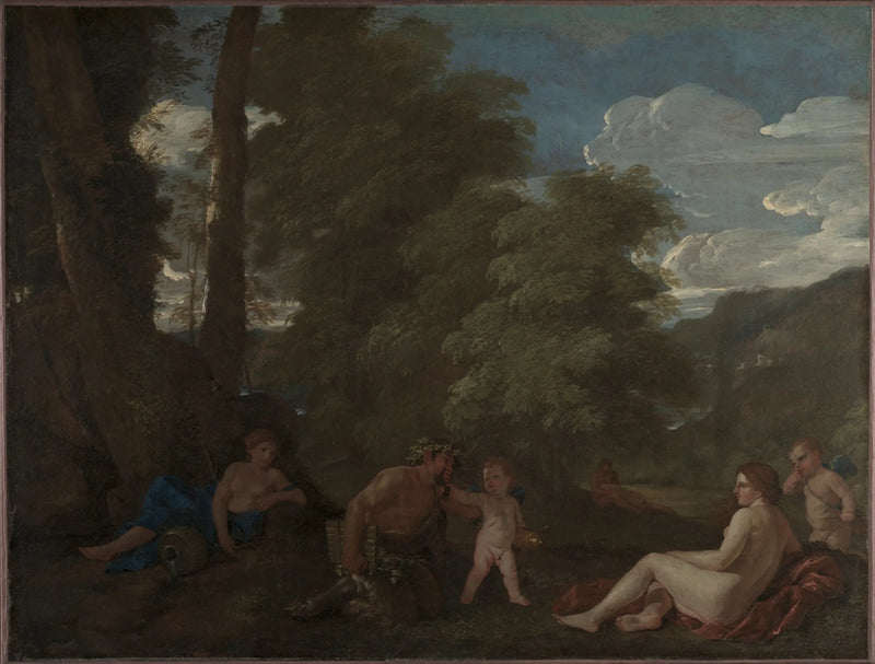Nymphe ve Satyr ile Manzara - Nicolas Poussin