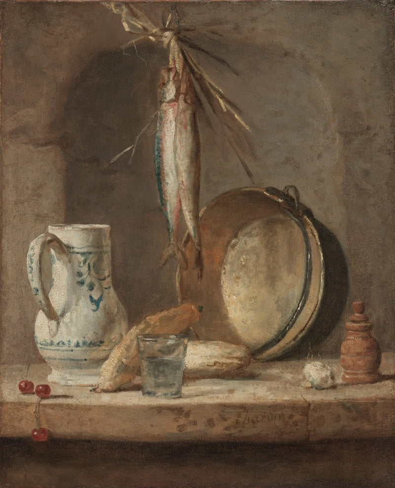 Tablo: Nature morte aux harengs - Jean Siméon Chardin