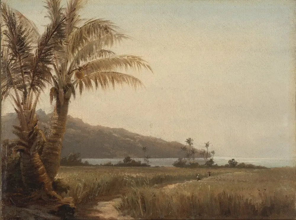 Reproduction du tableau « Cocotiers au bord de la mer - Camille Pissarro » par Alpha Reproduction en peinture à l’huile