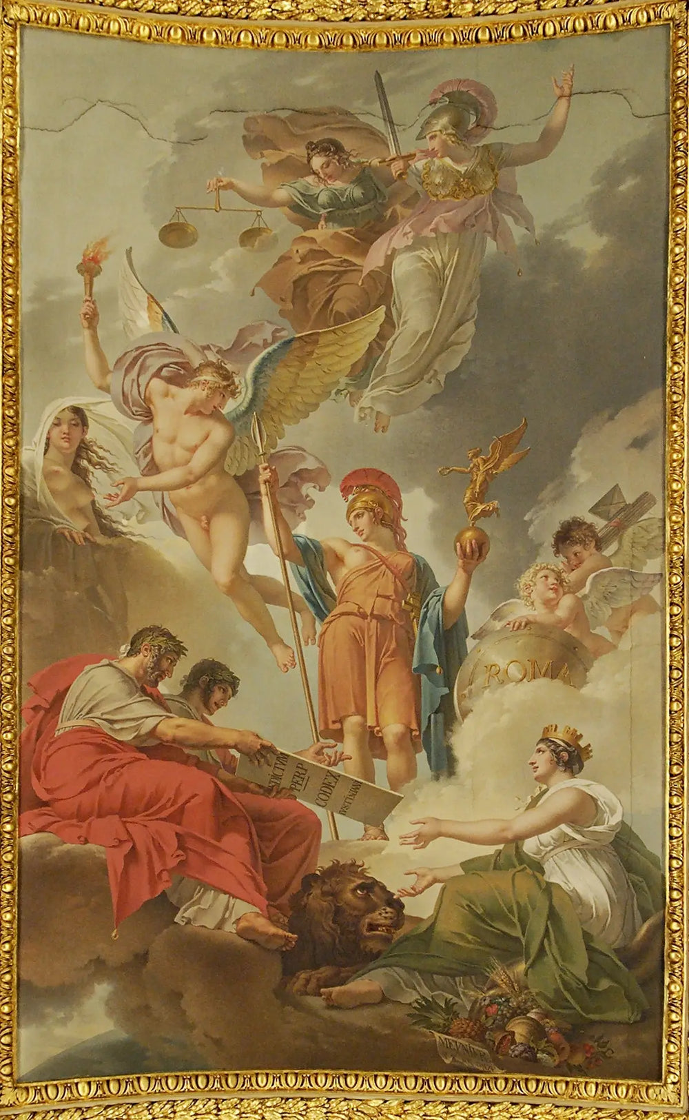 La Terre recevant des empereurs Adrien et Justinien le code des lois romaines dictées par la nature la justice