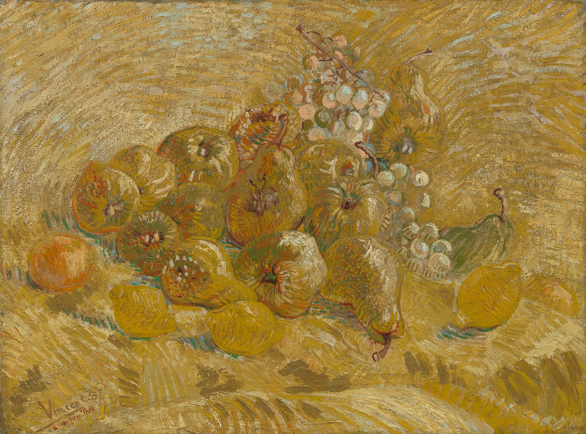 Reproduction du tableau « Coings, citrons, poires et raisins - Vincent van Gogh » par Alpha Reproduction en peinture à l’huile