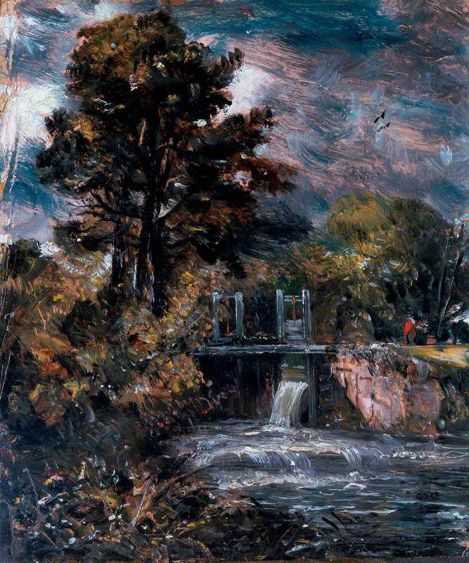 Une écluse (peut-être sur la Stour) - John Constable