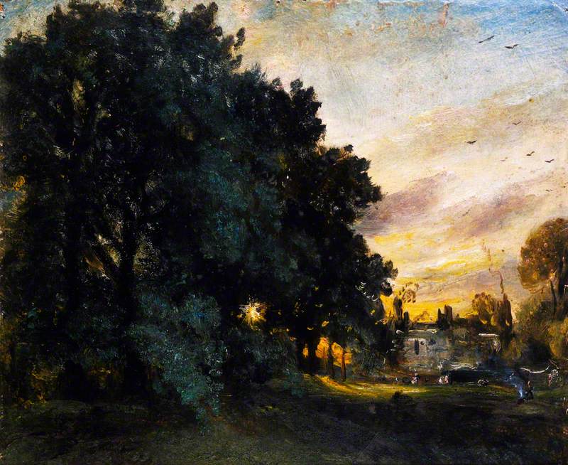 Étude d'une maison parmi les arbres, soir - John Constable