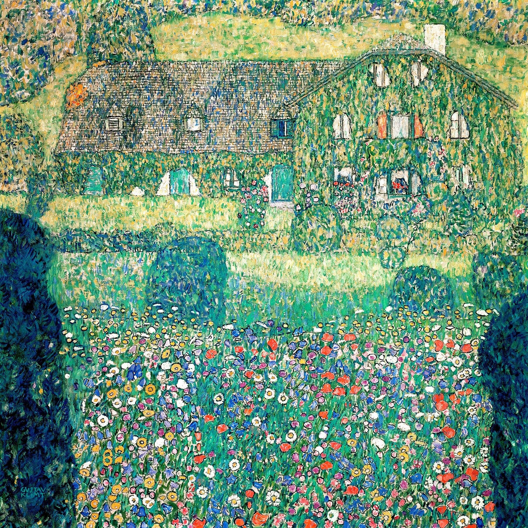 Reproduction du tableau « Maison de campagne sur le lac Attersee - Gustav Klimt » par Alpha Reproduction en peinture à l’huile