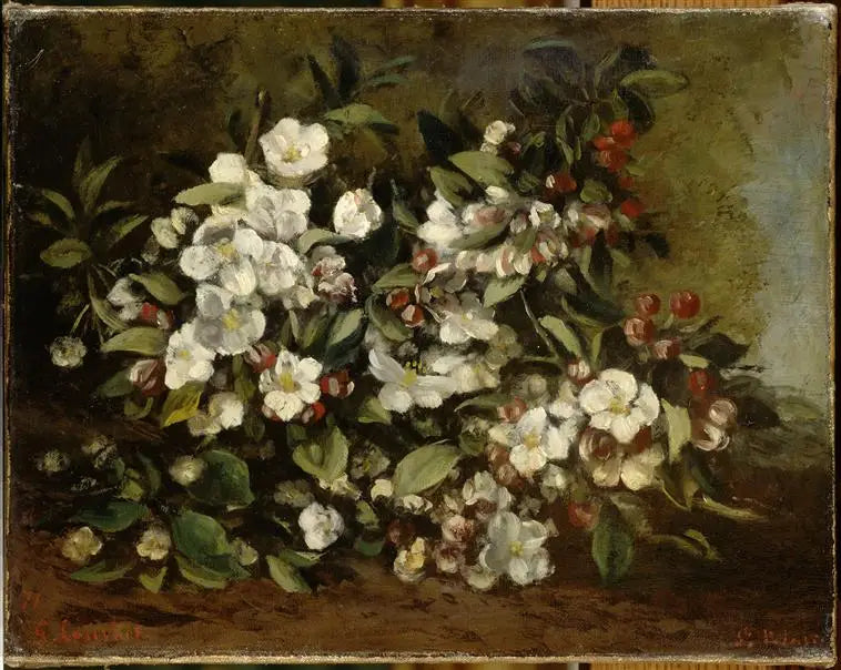 Elma ağacı çiçekleri dalı - Gustave Courbet