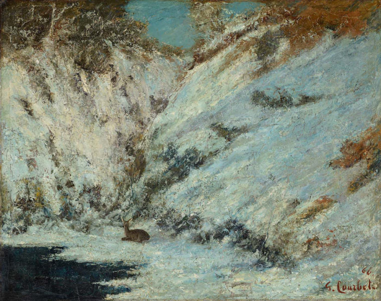 Paysage de neige dans le Jura, avec chevreuil - Gustave Courbet