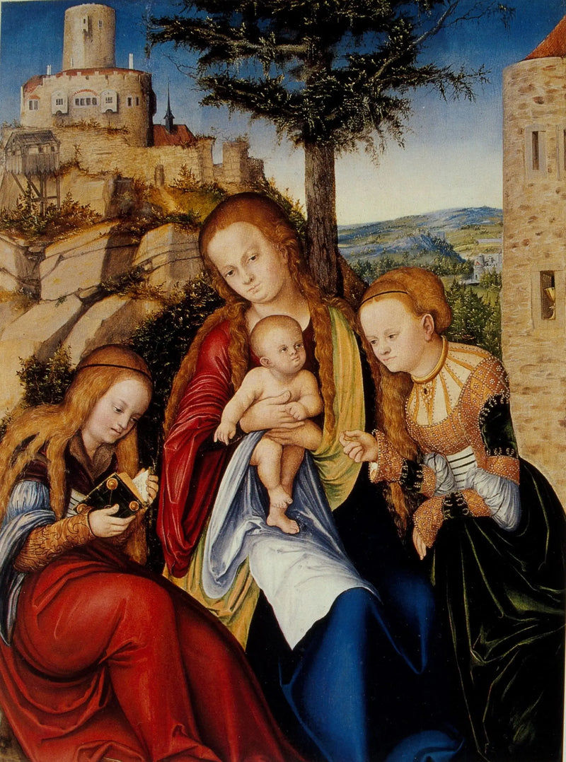 İsa Çocuk ve Azize Barbara ile Azize Catherine of Alexandria - Lucas Cranach the Elder